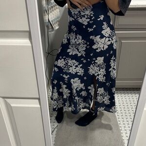 Floral Navy Blue Maxi Skirt